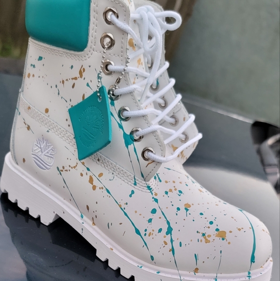 TURQUOISE GOLD SPLATTERED TIMBERLAND WATERPROOF - Picture 3 of 5